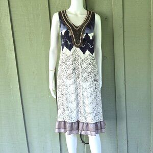 ROBERTO NALDI Italy Beaded Jersey Shift Dress US 8